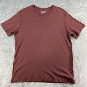 Wool & Prince Interlock Crew Neck Tee Mens Size XL Burgundy Short Sleeve *READ*